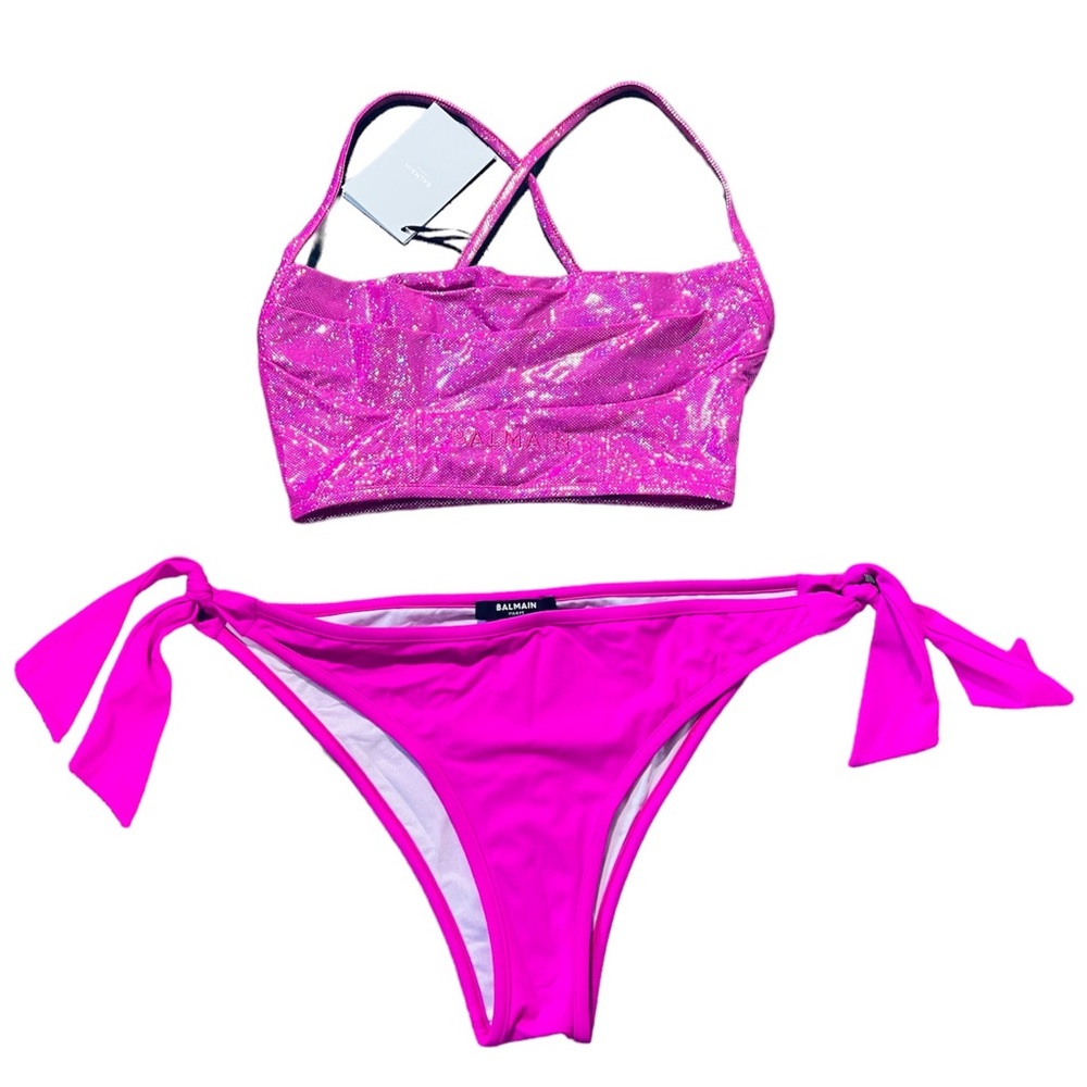 BALMAIN***Fuscia/iridescent Pink Bikini Set****US 4 $780 - Picture 1 of 7